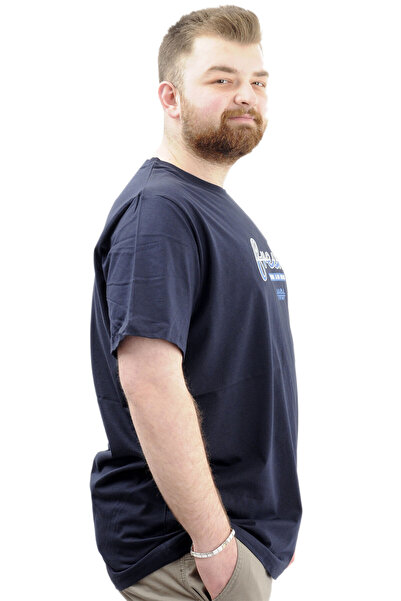 ModeXL Ανδρικό T-Shirt - Mode XL, Μεγάλο μέγεθος, Λαιμόκοψη, Εκτύπωση FRESH U24059 Navy