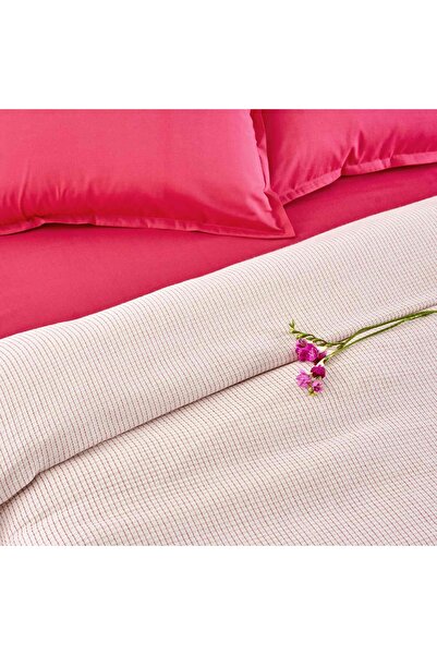 Taç Plain Viskoz Çift Kişilik Çok Amaçlı Set Fuşya