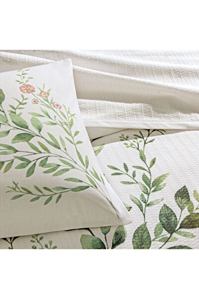 Taç Green Single Pique Set Bloomy Crown Print