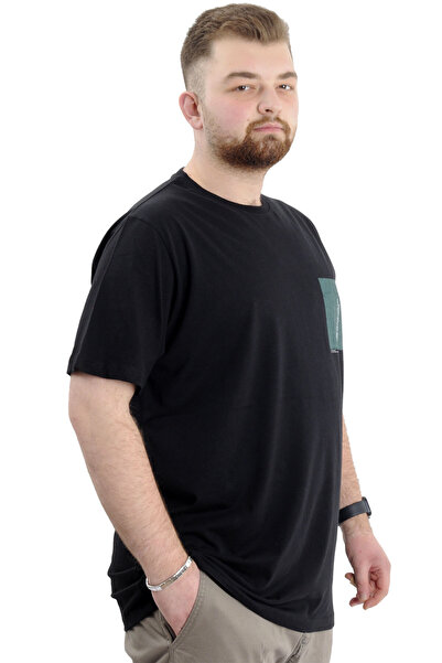 ModeXL Ανδρικό μπλουζάκι με λαιμόκοψη μεγάλου μεγέθους - Mode XL, εμπριμέ, μαύρο, REFILL U24044