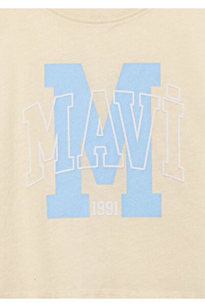 Mavi M Logo Printed Yellow T-Shirt Loose Fit / Loose Relaxed Cut 7610276 -89145