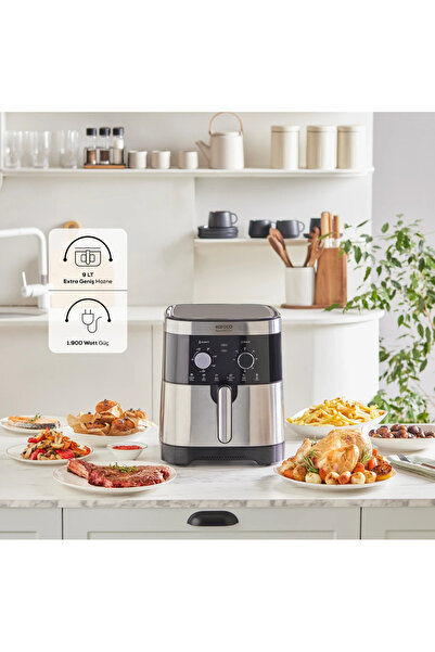 Karaca 9l Smart Geniş Hazne Inox Airfryer - 10 Farklı Pişirme Fonksiyonu