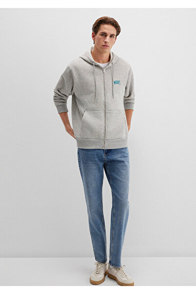 Mavi Logo Printed Hooded Gray Sweatshirt 0611715 -80196