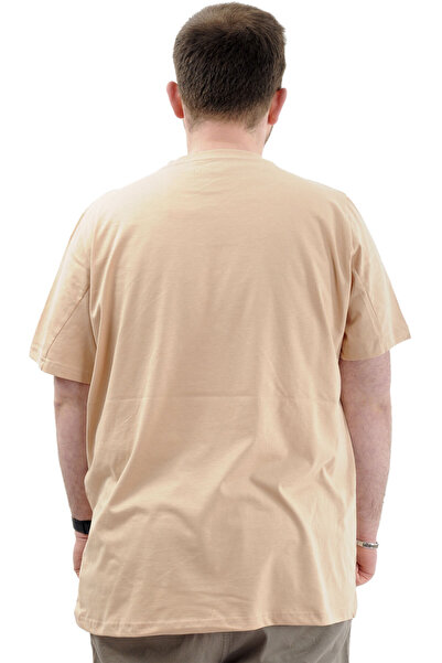 ModeXL Men's T-shirt - Mode XL, Crew Neck, Printed LEAF U24069, Beige, Large Size