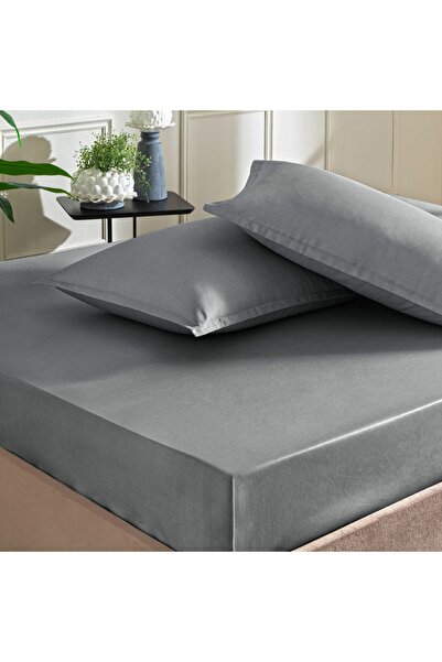 Taç Anthracite Color Dreams Satin Double Sheet Set