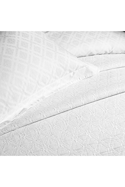 Taç Eleanor Jacquard Bedspread Double Duvet Cover Set (White)