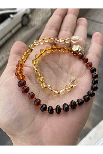 KEHRİBAREVİ KARAMAN Orjinal Sertfikalı Baltık Damla Kehribar Diş Kolyesi