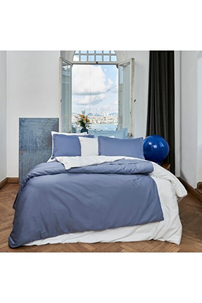 Linens Mix&Match Cotton Satin Double Bed Sheet Indigo