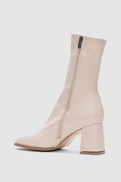 selin shoes Pensa Short Heeled Stretch Boots - ECRU