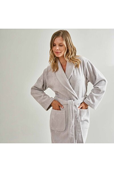Linens Gray Soft Cotton Bathrobe - L Size