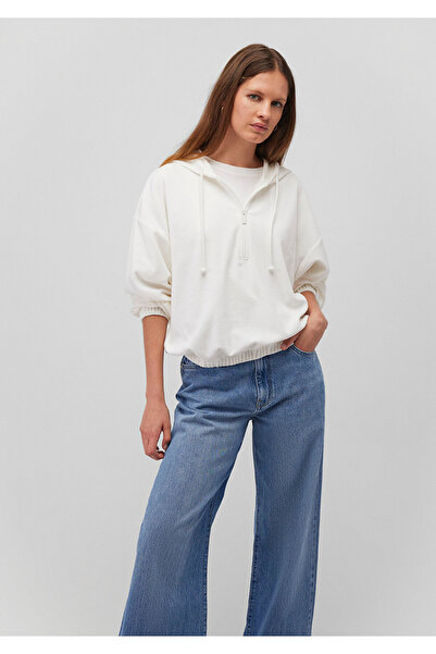 Mavi Semi Zip Hooded White Sweatshirt 1S10248-80194