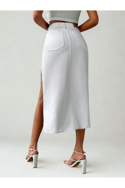 1434 Polo State Fusta albă de blugi de damă - Detaliu cu fante