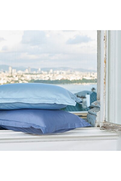 Linens Mix&Match Cotton Satin 2-Piece Standard Pillowcase Set Blue