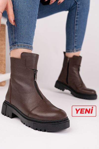 Deripabuc Genuine Leather Brown Women's Leather Boots Dp70-2613