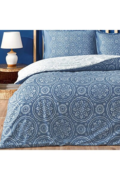 Linens Allday Tuiren - Blue Cotton Satin Double Duvet Cover Set