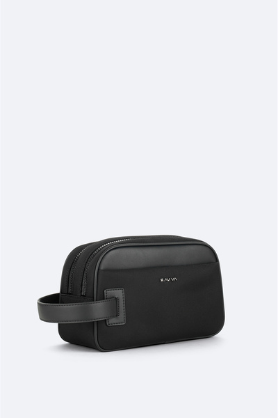 Avva Men's Black Double Zipper Handbag A52Y9104