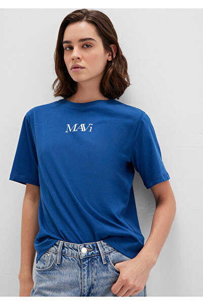 Mavi Marineblaues T-Shirt mit Logo-Print, reguläre Passform 1611594 -82625