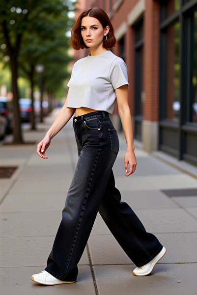 PayBuy Γυναικεία μόδα Ψηλόμεση Μακρύ Μήκος Palazzo Jean Cotton Casual Style Σ...