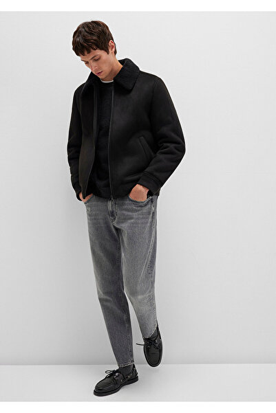 Mavi Black Faux Suede Jacket with Faux Fur Detail Regular Fit / Regular Cut 0110450 -900