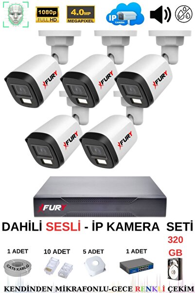 FURY Ip Güvenlik Kamera Seti 3 Kameralı Sesli 4mp Gece Renkli Su Geçirmez Ip5515s 320gb