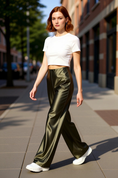 PayBuy Γυναικείο πλεκτό παντελόνι με φαρδύ πόδι με ψηλόμεσο μονόχρωμο μοτίβο ...