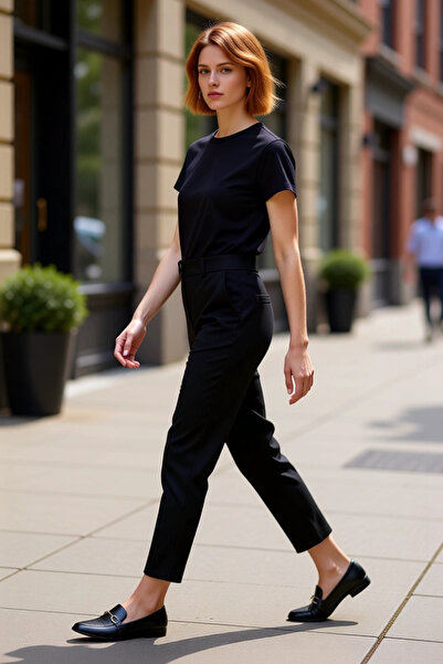 PayBuy Women's Fashion Woven Pipe Leg Pants Regular Waist Cigarette Fit Daily...