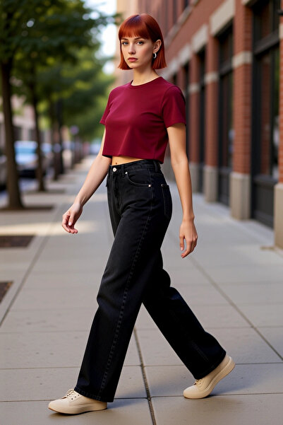 PayBuy Γυναικεία Μόδα Ψηλόμεση Φαρδύ Παντελόνι Τζιν Βαμβακερό Καθημερινό Συνδ...