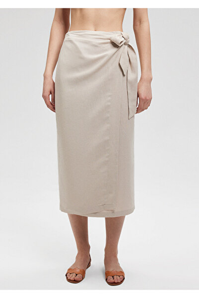 Mavi Beige Viscous Linen Skirt -1310521-70136