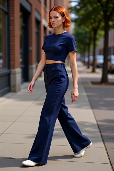 PayBuy Women's Fashion High Waist Wide Leg Bootcut Trousers Cotton Daily Use Summer