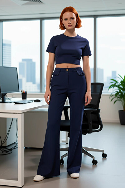 PayBuy Women's Fashion High Waist Wide Leg Bootcut Trousers Cotton Daily Use Summer