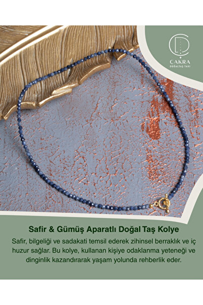 ÇAKRA DOĞAL TAŞ Safir & Gümüş Aparatlı Doğal Taş Kolye