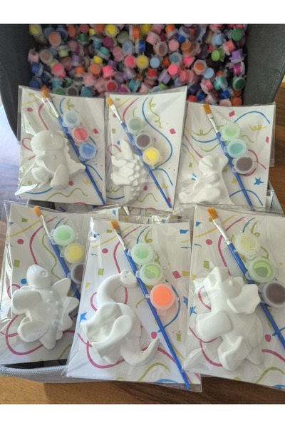 7nisan Dinazorlar Set/boyayın Seti,kendin Yap,dıy,doğum Günü Hediyesi, Tatil Hediyesi / 10 ADET