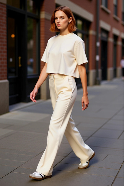 PayBuy Moda femei Pantaloni țesuți cu talie înaltă din bumbac pentru muncă și vară zilnică