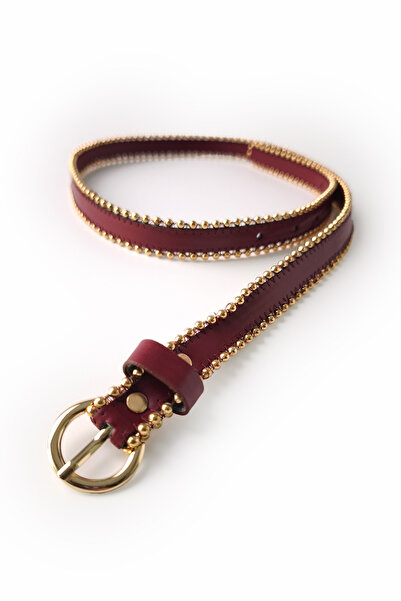 Ecrou Belt with Trok on the Edge, Burgundy