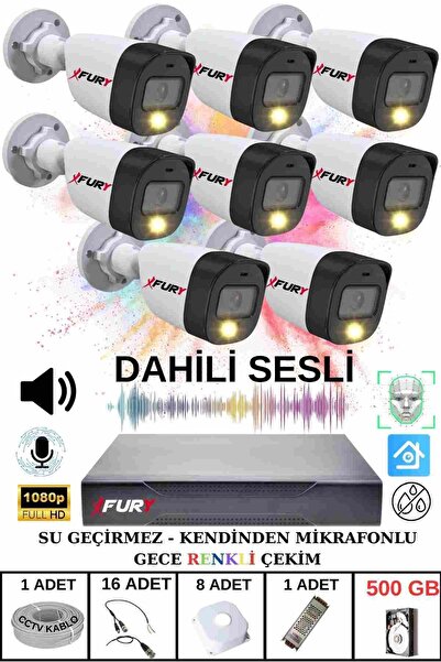 FURY 8 li Sesli Gece Renkli Görüş Güvenlik Kamerası Su Geçirmez Güvenlik Kame...