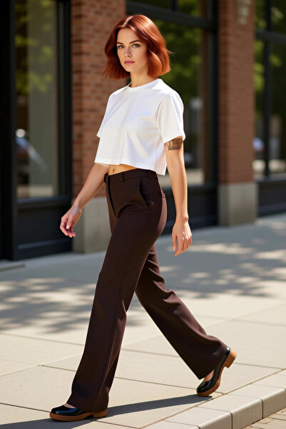 PayBuy Women's Fashion High Waist Wide Leg Woven Pants for Casual and Business Styles Summer