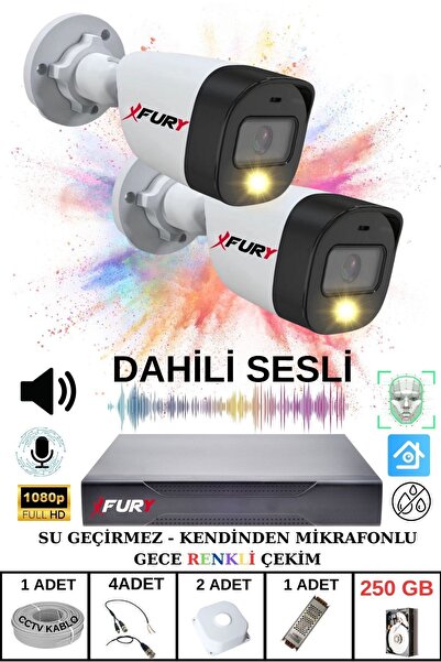 FURY 2 li Sesli Gece Renkli Görüş Güvenlik Kamerası Su Geçirmez Güvenlik Kame...