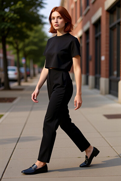 PayBuy Kadın Moda Yüksek Bel Cigarette Kalıp Dokuma Pantolon Finike Günlük Ku...