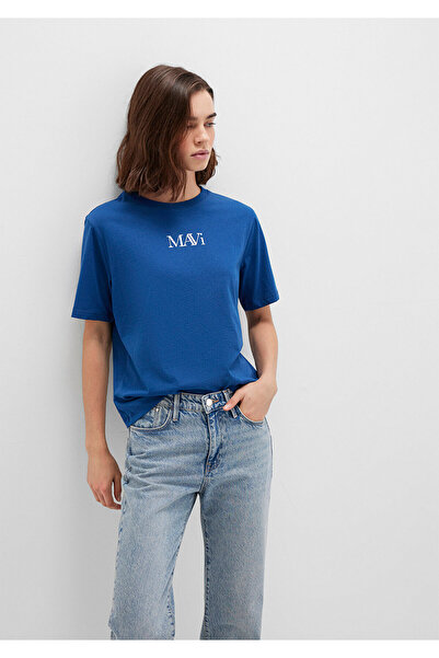 Mavi Marineblaues T-Shirt mit Logo-Print, reguläre Passform 1611594 -82625