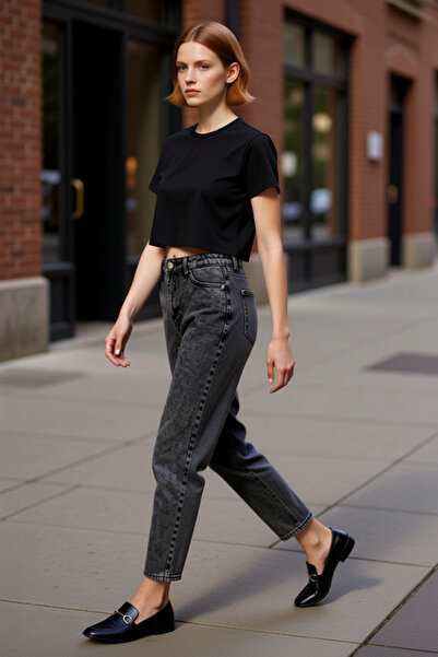 PayBuy Moda femei Talie înaltă Pantaloni largi Mom Jean Lungime lungă Bumbac ...