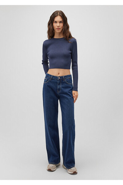 Mavi Crew Neck Navy Blue Crop Sweater Fitted / Fitted Cut 1710518 -70487