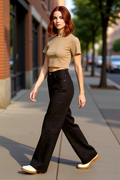 PayBuy Moda femei talie înaltă picioare late blugi lungi bumbac stil casual w...