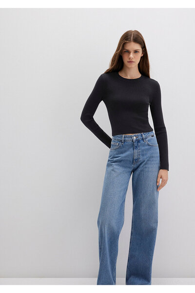Mavi Black Crop Crew Neck Sweater - Short Cut 1710474 -900
