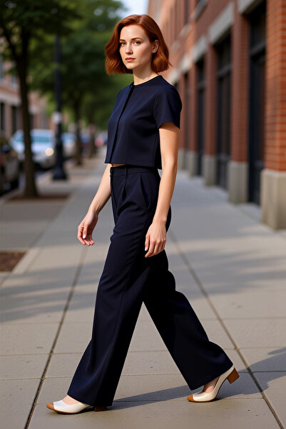 PayBuy Pantaloni țesuți cu picioare largi la modă pentru femei, talie înaltă,...