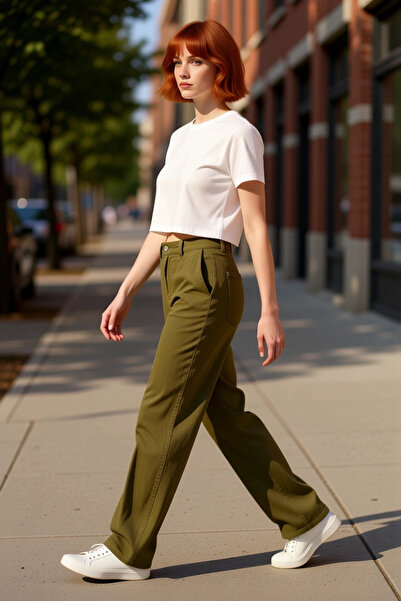 PayBuy Moda femei Pantaloni de in cu talie înaltă cu picioare largi Casual Elegance Weekend Summer