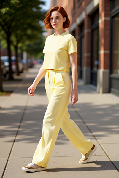 PayBuy Moda femei Pantaloni de in cu talie înaltă cu picioare largi Casual El...