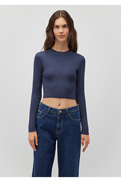Mavi Crew Neck Navy Blue Crop Sweater Fitted / Fitted Cut 1710518 -70487