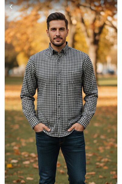 ELİTPARK GÖMLEK Güncüoğlu Long Sleeve Pocketed Checked Collar Buttoned Classic Winter Men's Shirt