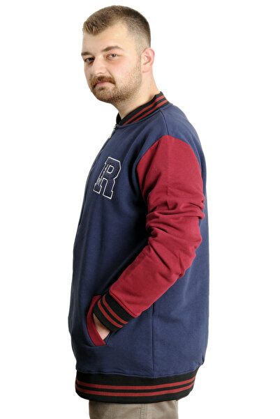 ModeXL Men's Plus Size College Coats Zipper Jacket Reputation 23634 Indigo