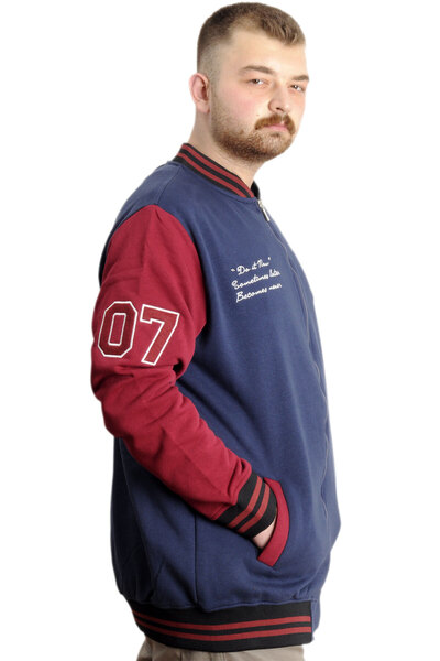 ModeXL Men's Plus Size College Coats Zipper Jacket Reputation 23634 Indigo